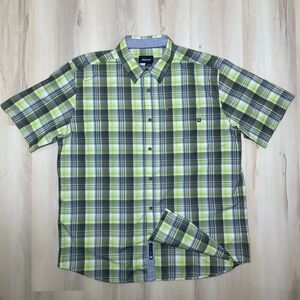 Marmot Mens Sz XL Shirt Green Plaid Outdoor Hiking Workwear Button Up Casual